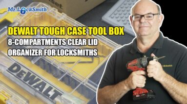 DEWALT Tough Case Tool Box, 8-Compartments Clear Lid Organizer for Locksmiths